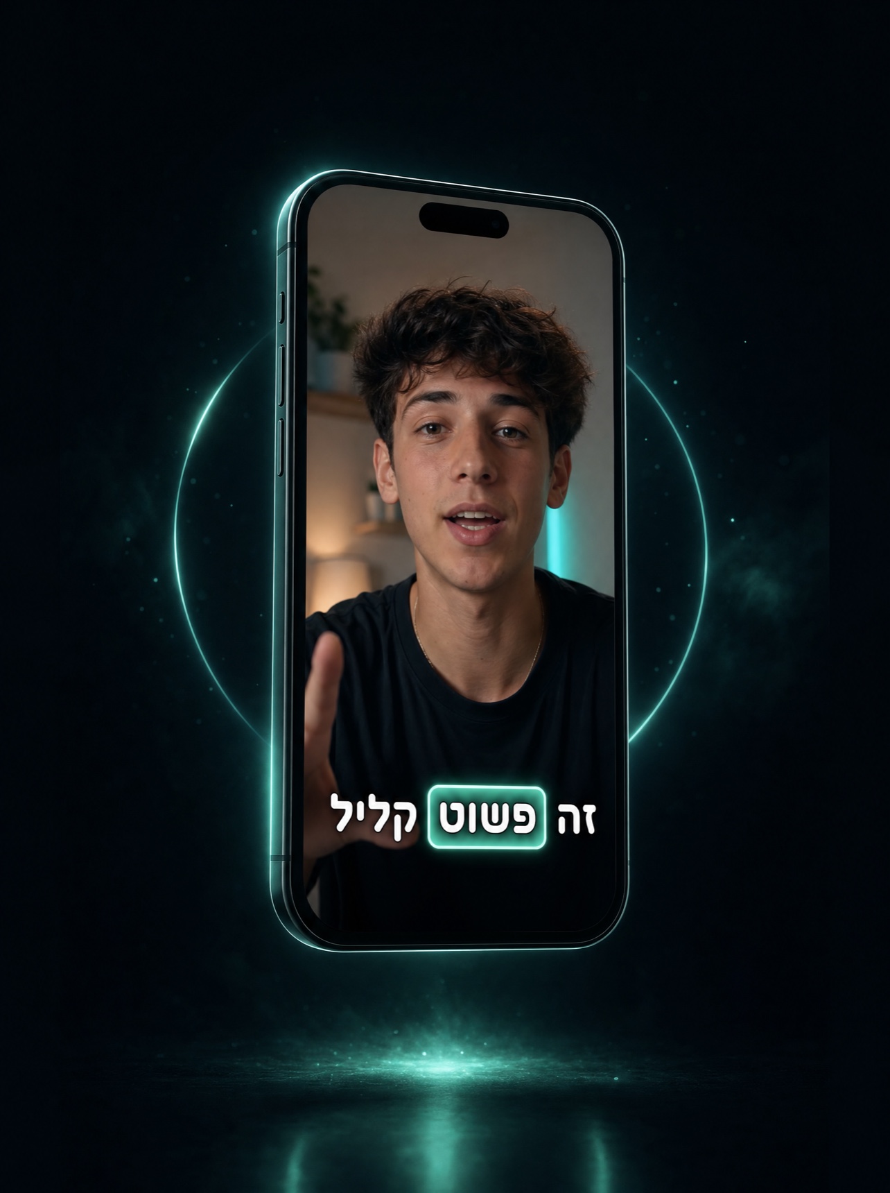 איור מוצר של קליל: יוצר על מסך אייפון וכתוביות בעברית